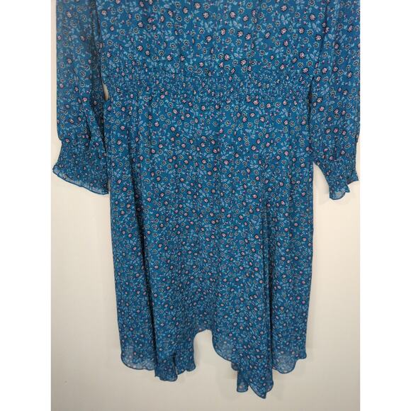 Time & Tru Long Sleeve Handkerchief Corsair Floral Hi Low Dress Women's XXL NWT - Picture 4 of 10